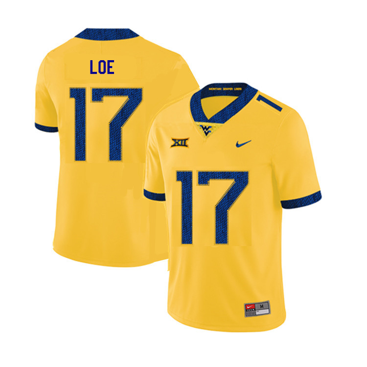 NCAA Men's Exree Loe West Virginia Mountaineers Yellow #17 Nike Stitched Football College 2019 Authentic Jersey PB23O44GV